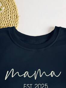 INAWLY Women's Casual Letter Print Crew Neck Sweatshirt - Blue - View 5