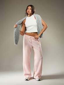 MISSGUIDED 无袖工字领罗纹针织露脐背心，粉色滚边，夏季休闲百搭修身必备时尚单品 - 白色 - 查看 3