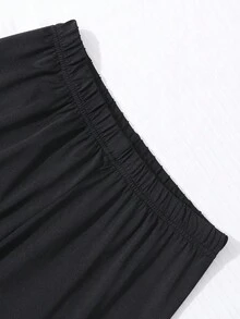 Sparklyn 2 件套复古美式英语图案运动衫和裤子套装，适合少女 - 黑色 - 查看 3