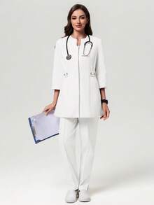 Scrubzie 2pcs/Set Women Long Sleeve Shirt & Pants /Nursing Scrub Uniform
