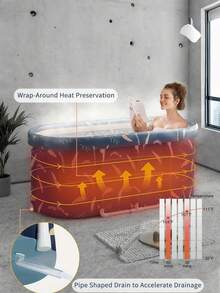 SHEIN 1pc Portable Foldable Bathtub, No Installation Required With Cover, Athletes Portable Ice Bath Tub, Multi-Layer Inflatable Cold Water Bathtub For Recovery, Independent Bathtub Suitable For Indoor, Gym And Cold Water Training Bathroom - Multicolor - View 4