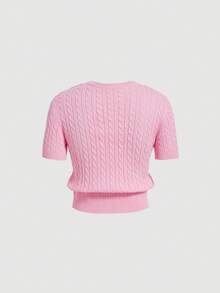 SHEIN MOD 柔軟粉色春夏女士粗針織上衣 - 粉色 - 查看 3