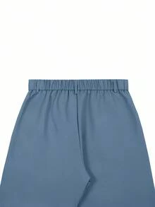 Manfinity Mode Pantalones de traje ajustados de unicolor casual para hombre, cinturón no incluido, formal, ceremonia - Azul - Ver 5