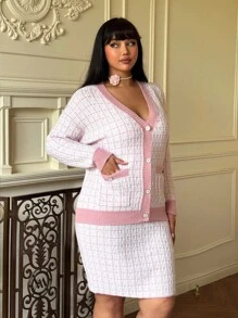 Flirla Fashionable White Round Neck Long Sleeve & Mini Skirt Set, Autumn/Winter Fall Cloth For Women - Multicolor - View 3