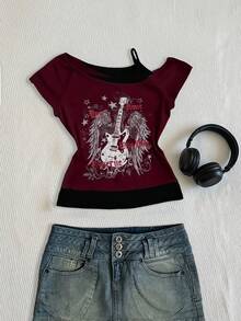 Rina Fox Punk Style Dark Pattern Print Women T-Shirt, Gift For Friends