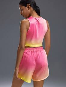 Powerista Women Ombre Color Round Neck Tank Top And Shorts Sports Set Workout Sets - Pink - View 2