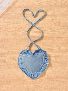 SHEIN Vestido de camisa de manga abullonada y dobladillo con ribete de volantes y bolsa 2 en 1 para niñas preadolescentes - Blanco - Ver 5