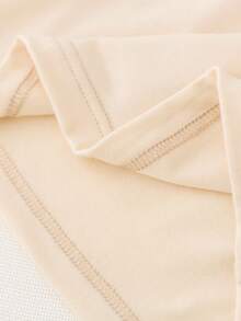 万圣节幼儿男童休闲时尚创意可爱卡通棋盘格幽灵图案字母标语印花基本款短袖 T 恤 - 米色 - 查看 5