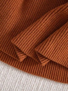 Emery Rose Kids Emery Rose Kids Babygirl 纯色针织长袖连衣裙，秋冬 - 鏽棕色 - 查看 8