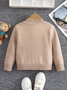 SHEIN Young Boy Casual Solid Color Button Front Cardigan, Autumn Kids Cardigan Sweater Boys Sweater Cardigan Boys Knit Cardigan Toddler Boy Cardigan Sweater Brown Cardigan Sweater Brown Sweater For Boys Kids Knit Cardigan Toddler Boy Sweater Boys Button Cardigan Sweater Boys Sweater Jacket 8 Years Old Boy Knitwear Brown Sweater For Teen Boy Kids Vest Sweater Fall Winter - Khaki - View 2