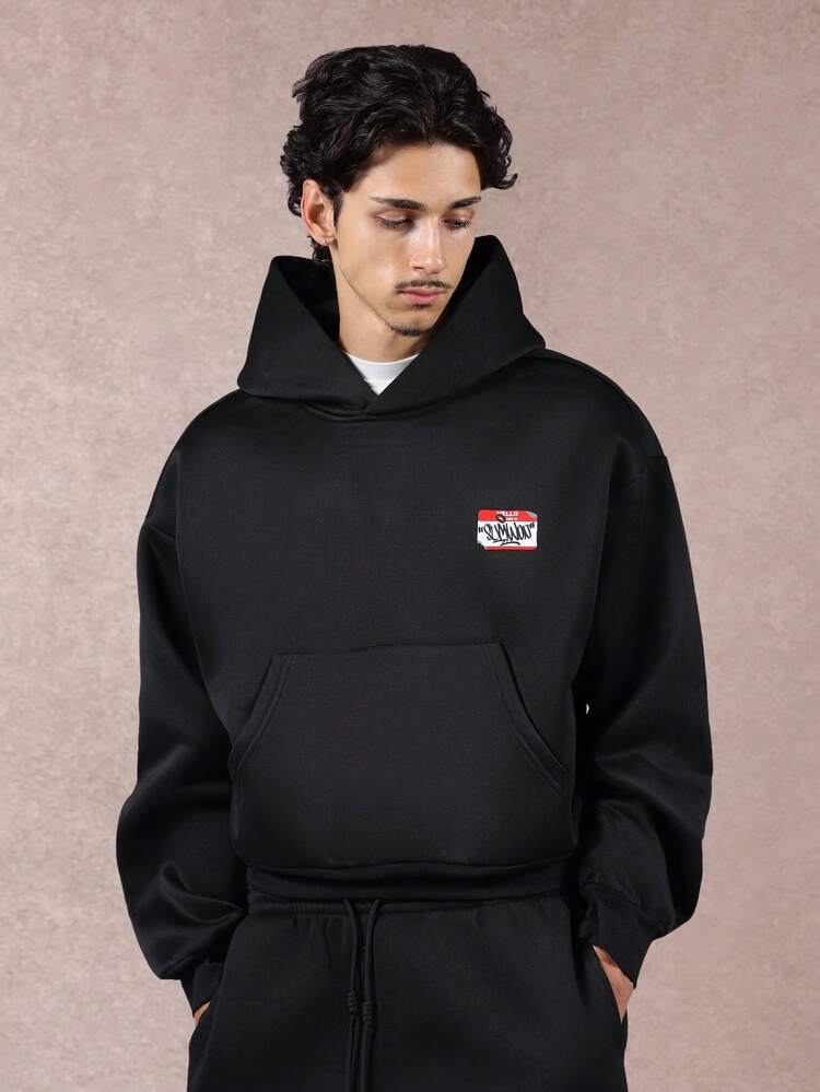 Cropped Hoodie With Name Tag Print Design