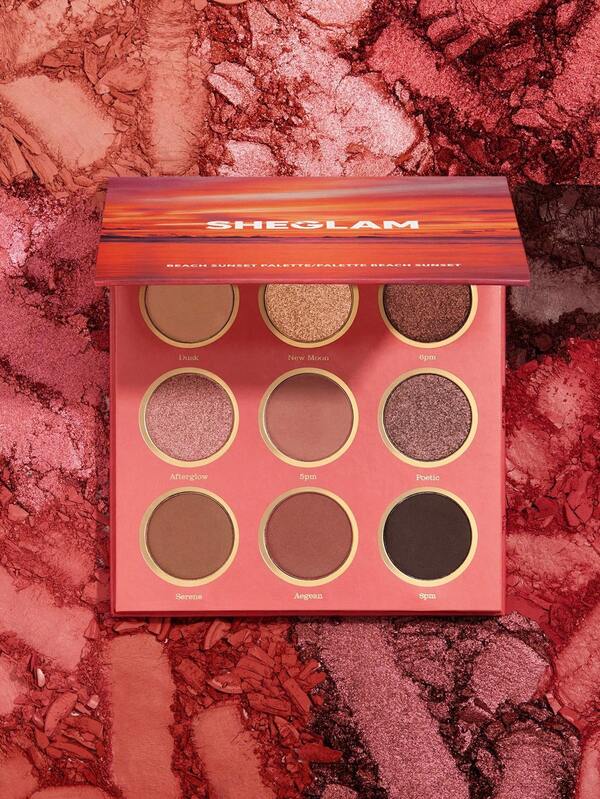 SHEGLAM Beach Sunset Palette 9-Color Shimmer Matte Shadow Palette Metallic Shine Evenly Pigmented Smooth Blendable Styling Makeup Brand Beauty Makeup Face Paint Cosmetic For Women Girls Perfect For Winter Spring Ideal For Y2K Fancy Fashion Suitable For Birthday Gift Party Ready Best Color