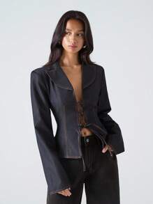 LYSMO 女士休闲通勤系带西装外套