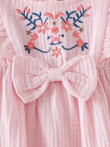 SHEIN 女宝宝夏季韩版休闲刺绣花朵荷叶边连体衣