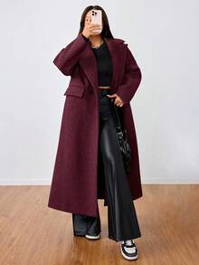 SHEIN Unity 休闲翻领长款大衣