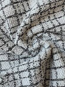 Elenzga 女士优雅秋季长袖提花黑白撞色纹理紧身连衣裙，通勤约会两相宜 - 彩色 - 查看 5