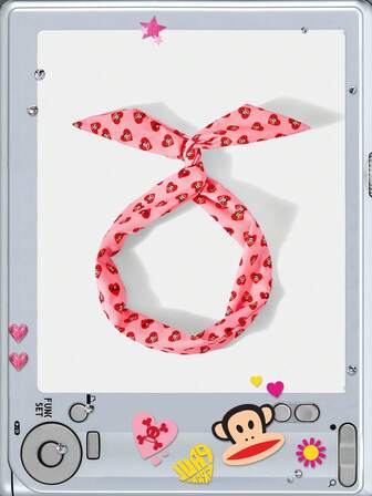 Paul Frank X ROMWE 1pc Women's Fashion Casual Heart & Cartoon Pattern Headband, Cute Hair Accessory