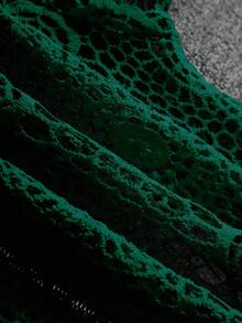 Franclia 女士秋季花卉蕾丝镂空拉链前长袖衬衫女式衬衫 - 墨綠色 - 查看 6