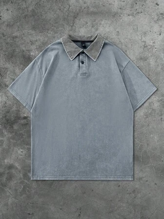Street Life Polo pour hommes avec imprimé tacheté, polo style américain de rue à manches courtes
