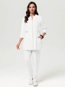 Scrubzie 2pcs/Set Women Long Sleeve Shirt & Pants /Nursing Scrub Uniform