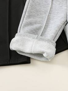 SHEIN 2条装儿童/男童宽松撞色抽绳腰阔腿裤，百搭实用，适合上学、居家、外出、时尚穿着，春秋冬皆宜。 - 彩色 - 查看 6