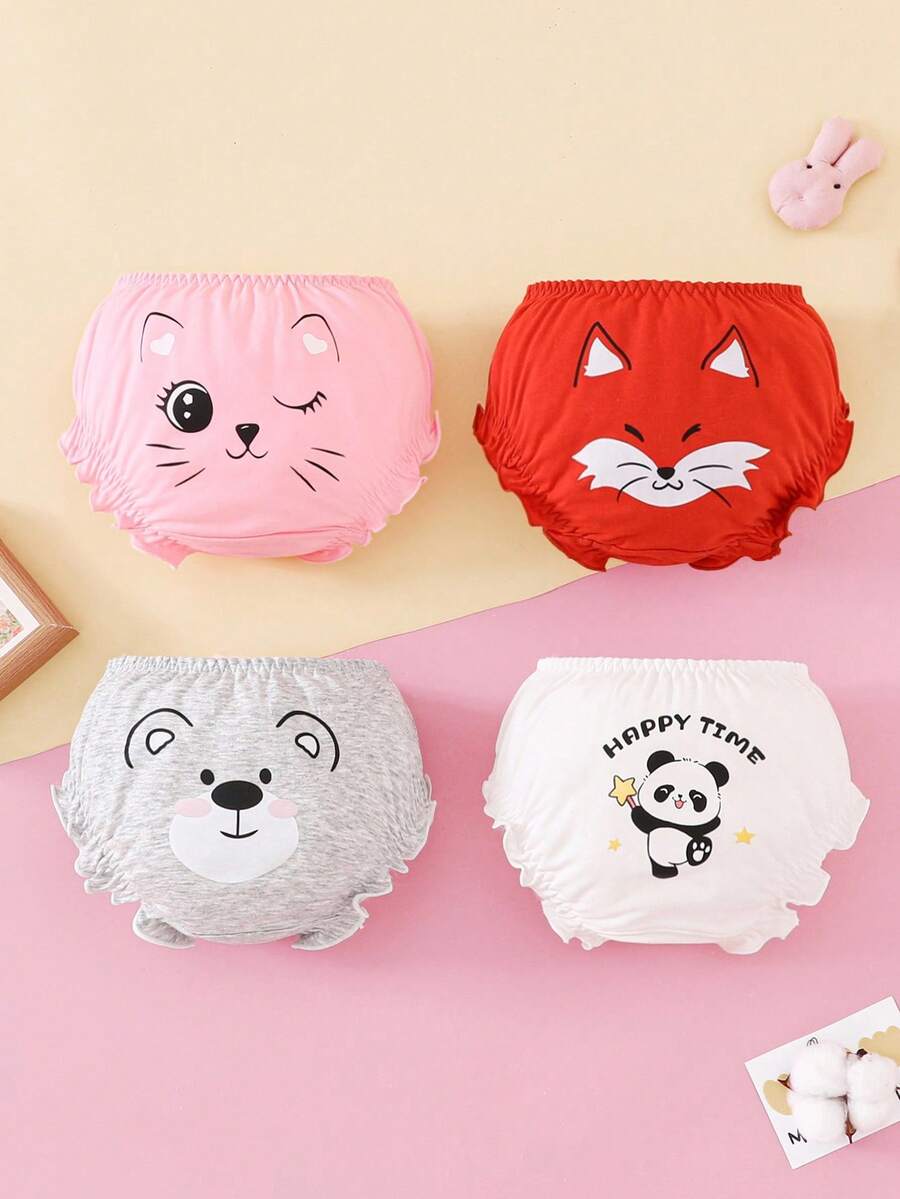 4件装可爱卡通舒适女童幼儿内裤 - 彩色 - 查看 1