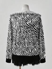 Áo khoác nỉ dáng dài có khóa kéo Sunspun dành cho nữ cỡ lớn, họa tiết da báo, chất liệu gân, thích hợp cho mùa thu đông. - Nhiều màu - Xem 2