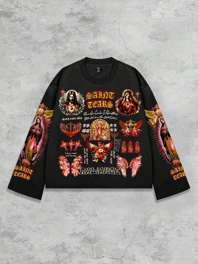 Street Life هودي بطبعات جرافيكية للشارع، مناسب للربيع/الصيف