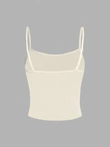 SHEIN EZwear Beige Casual Minimalist Camisole Top, Fitted For Women, Suitable For Summer