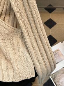 Franclia Suéter Casual de Manga Longa com Decote V Transposto de Cor Sólida, Outono