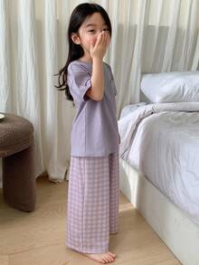 Dazy Kids 适合日常穿着的年轻女孩休闲舒适家居服 - 紫色 - 查看 8