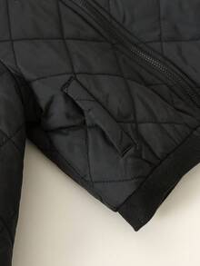 SHEIN Chaqueta de béisbol de invierno para bebé niño, elegante para fiesta de cumpleaños, evento de noche, actuación, boda, baby shower, primer día de escuela - Negro - Ver 3