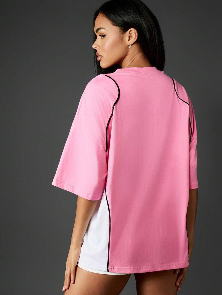 Missguided x Playboy Oversize-T-Shirt im Farbblockdesign mit Racing-Grafikdruck