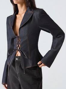 LYSMO 女士休闲通勤系带西装外套