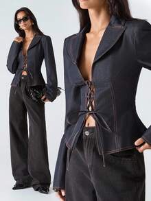 LYSMO 女士休闲通勤系带西装外套