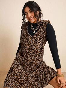 SHEIN LUNE 加大码女式碎花肩部休闲夏装波西米亚风夏季波西米亚风复古风女式夏季服装春假狂欢装节日春假服装