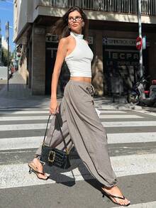 Siren Gaze 2025新款女士休闲格纹抽绳腰宽松裤 - 女士秋装、女士秋装和女士冬装。别致的波西米亚哈伦阔腿裤，复古风情，通勤、派对、外出、商务休闲和日常穿着的完美之选 - 彩色 - 查看 8