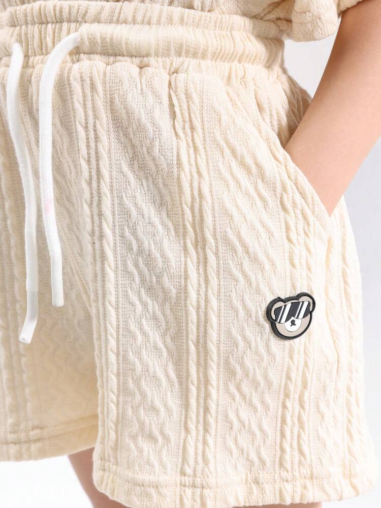 Textured T-Shirt And Shorts Set