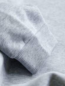 INAWLY 女式卡通猫和南瓜万圣节刺绣图案圆领长袖休闲运动衫 - 灰色 - 查看 5