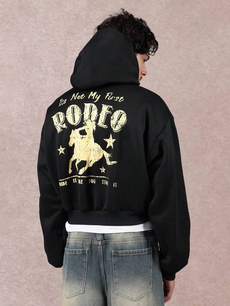 Moletom Cropped com Estampa de Rodeio e Estrelas