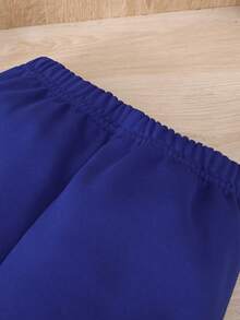 2 件套年轻男孩休闲条纹印花连帽衫和裤子套装，春秋 - 藍色 - 查看 5