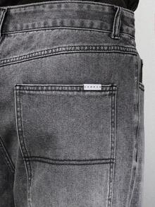 Quần jean ống rộng SUMWON Essential kiểu dáng cổ điển, dáng rộng, lấy cảm hứng từ trang phục công sở, có túi vá, gấu quần cắt thô, kiểu dáng thẳng cổ điển, tuyên ngôn thời trang retro, phong cách thường ngày, đường phố, đơn giản. - Xám - Xem 7