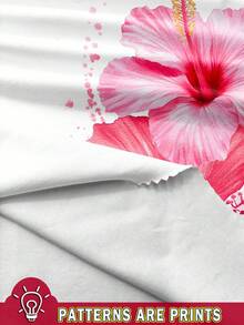 SHEIN EZwear 女装夏季度假新款水彩芙蓉花卉印花休闲性感吊带背心紧身吊带背心 - 白色 - 查看 3