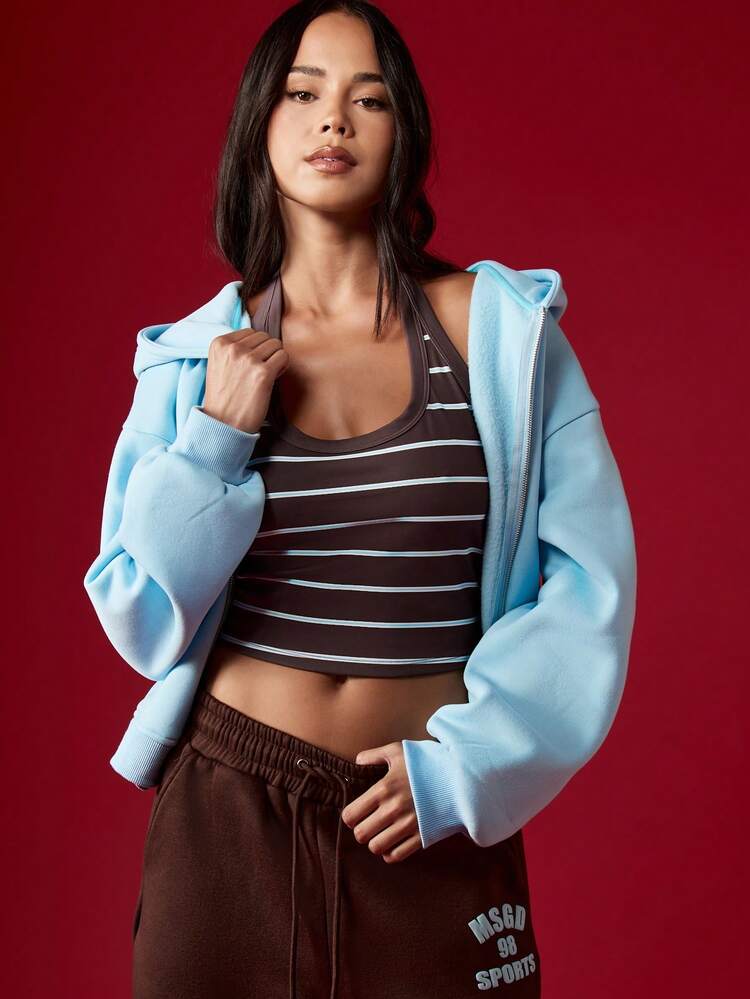 MISSGUIDED Gestreiftes Trägertop, modernes Sportbekleidung, Trainingstank, Leistungssport-Fitnessstudio-Sportbekleidung für Frauen, Aktivbekleidung für Yoga, Fitness, Training, Laufen