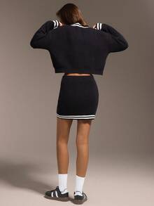 Hanevo Set de 2 suéteres holgados de punto casual para mujer, versátil para otoño/invierno - Negro - Ver 2