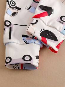 小男孩简约红色卡车印花长袖连体衣睡衣 - 彩色 - 查看 6