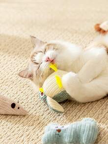 PETSIN 1 件猫薄荷猫玩具，小动物形状，自娱自乐，磨牙洁牙，小猫毛绒猫棒，宠物用品，猫 - 彩色 - 查看 3