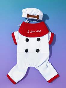 PETSIN Disfraz de chef de Halloween para mascotas, adecuado para fiestas festivas - Blanco - Ver 2