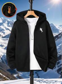 SHEIN 1-Pack Tween Boy Casual Sports College Art Retro Hooded Jacket With Grab Material Sweater Suitable For Kids Outfits Toddler Boy Clothes Back To School Boys Set Suitable For Birthday Parties, Evening Parties, Performances, Weddings, Baptisms, Opening Ceremonies Daily Suitable For Daily Use Suitable For School Suitable For Travel Suitable For Sports Suitable For Autumn And Winter Seasons Suitable Joggers Boys Coats Kids Boy First Day Of School Winter Jacket Winter Coat Coats Goth Goth Clothes Fall - Black - View 6