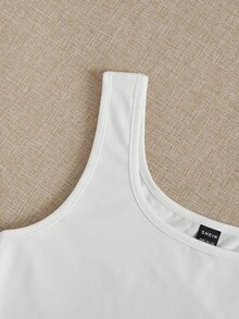 SHEIN EZwear 3pcs/Set Casual Minimalist Black & White Solid Color Versatile Fit Camisole And Tank Top, Suitable For Summer & Autumn, Plus Size - Multicolor - View 5